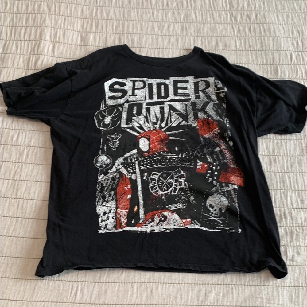 Black Spider Punk Graphic T-Shirt